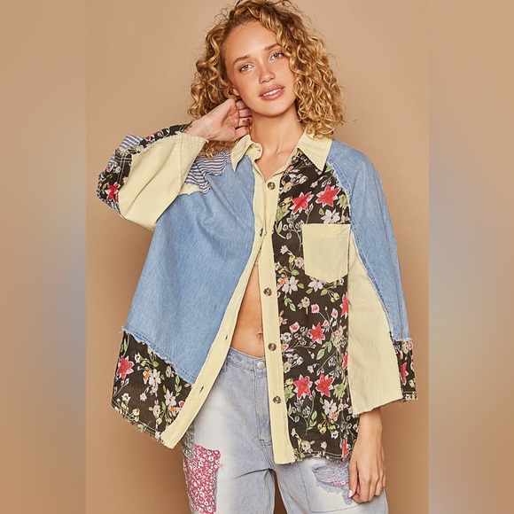 POL Jackets & Blazers - POL Multicolor Patchwork Jacket Size Medium